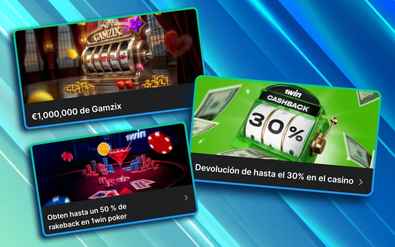 Bonos de casino y cashback activos en 1Win México.