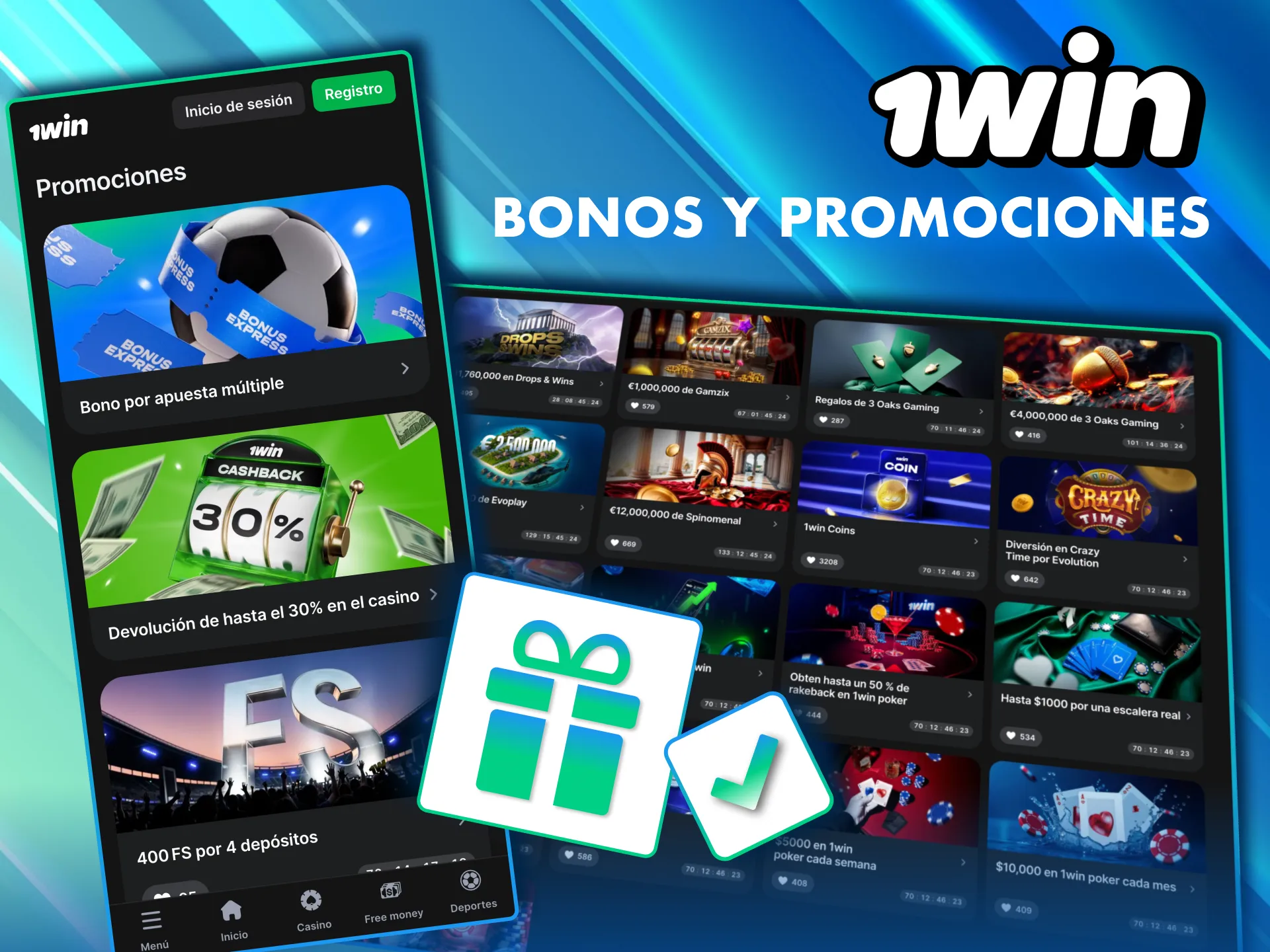 Bonos activos en 1Win México tras completar tu registro.