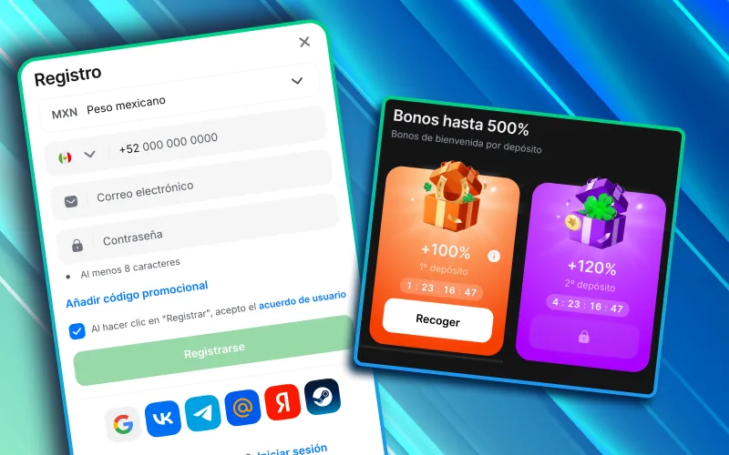 Promoción inicial con giros y saldo en tragamonedas.